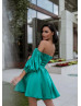Strapless Satin Party Dress With Detachable Sleeves
